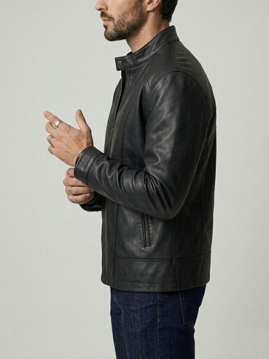 Racer Jacket in Black Vegan Leather