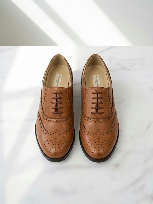 Wide Fit Oxford Brogues in Tan