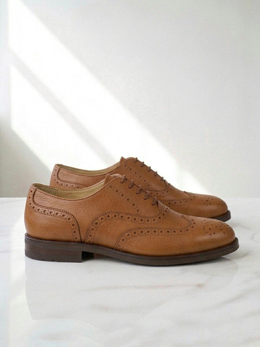 Wide Fit Oxford Brogues in Tan
