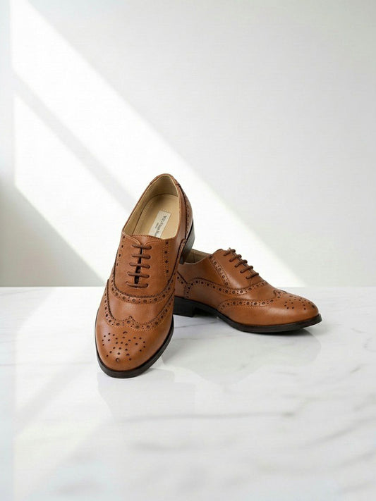 Wide Fit Oxford Brogues in Tan