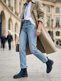 Continental Chelsea Boots in Dark Blue Vegan Suede