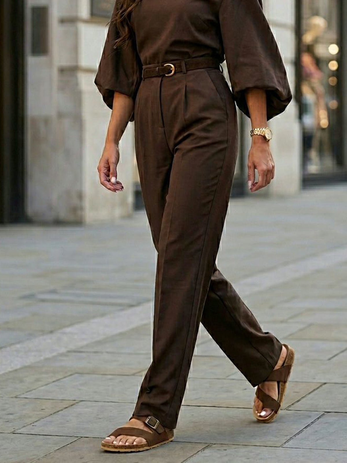 Two Strap Toe Peg Sandals in Dark Brown Vegan Suede, toe detail