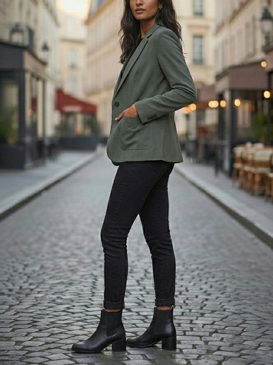 Vegan Wool Blazer in Green