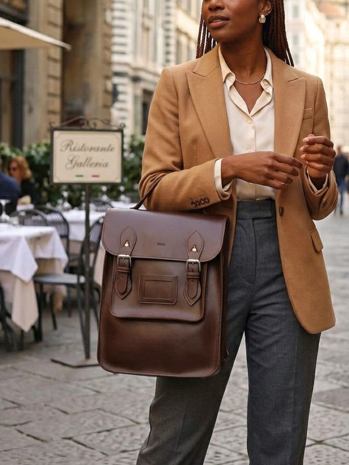 Large Backpack Satchel in Dark Brown