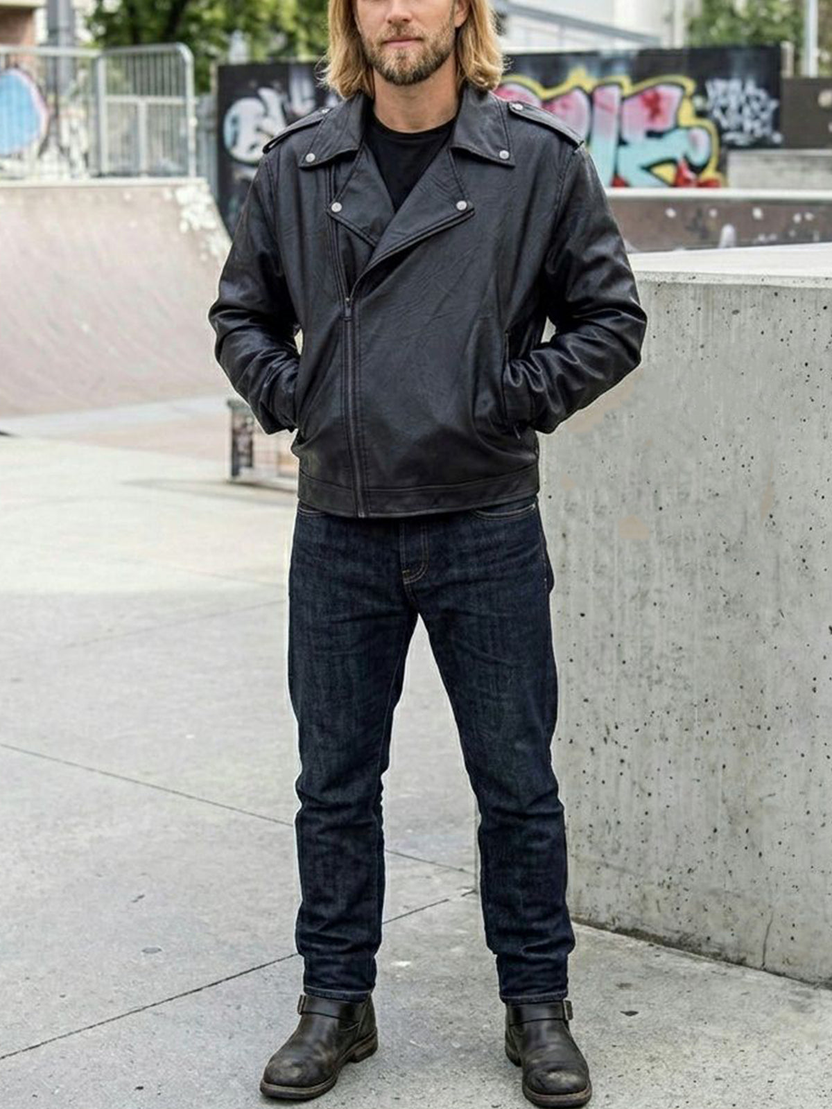 Biker Jacket in Black Vegan Leather