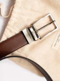 3.5cm Reversible Belt in Black / Chestnut