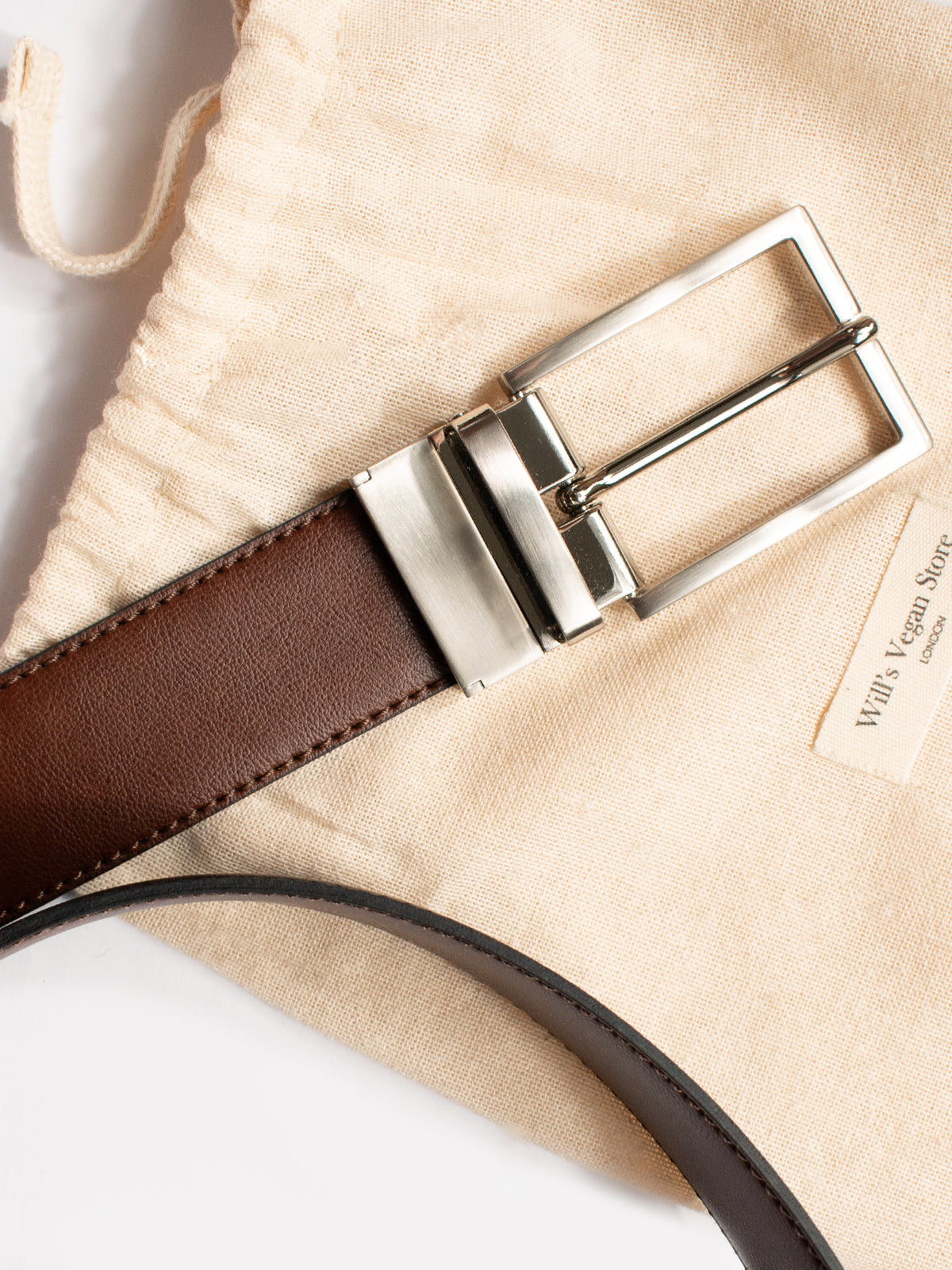3.5cm Reversible Belt in Black / Chestnut