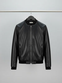 Bomber Jacket in Black Vegan Leather