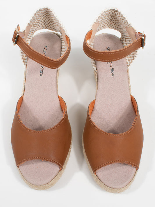 Espadrille Wedges in Tan Canvas