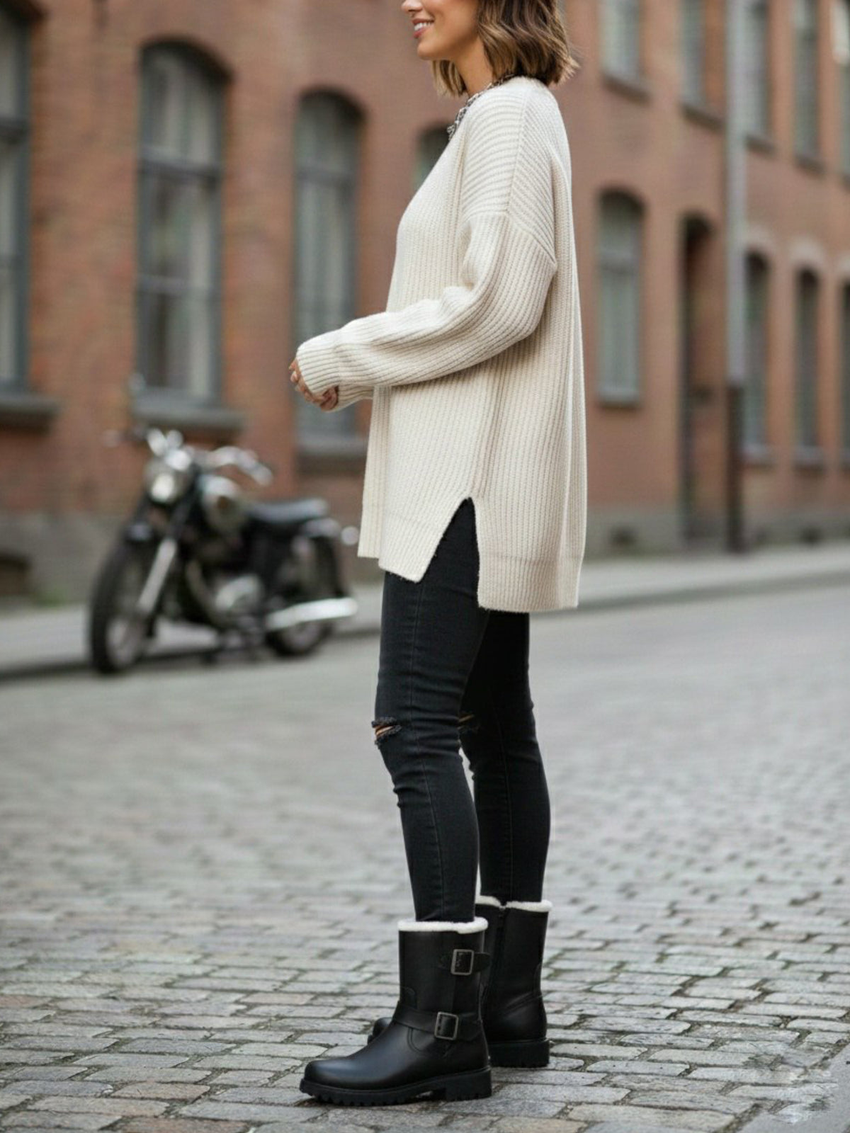 Insulated Biker Boots in Black
