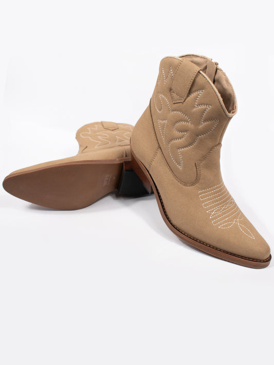 Low Western Boots in Sand Vegan Suede