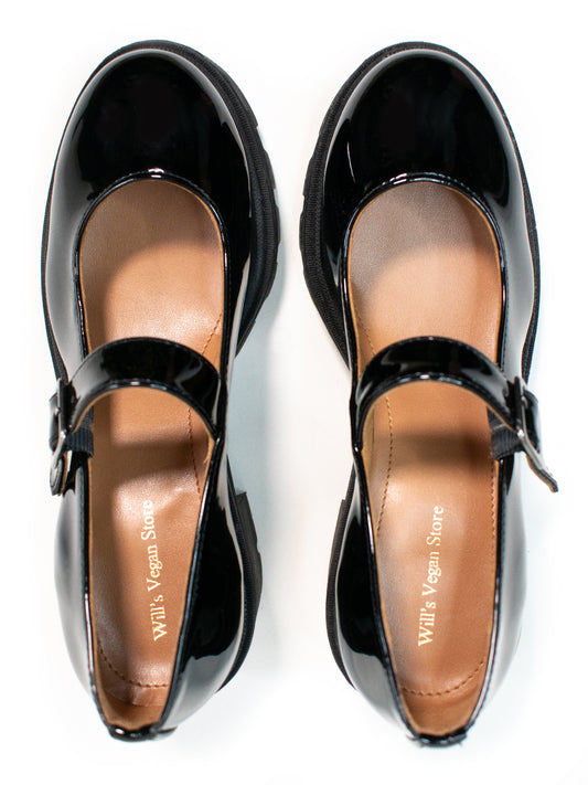Track Sole Mary Janes in Black