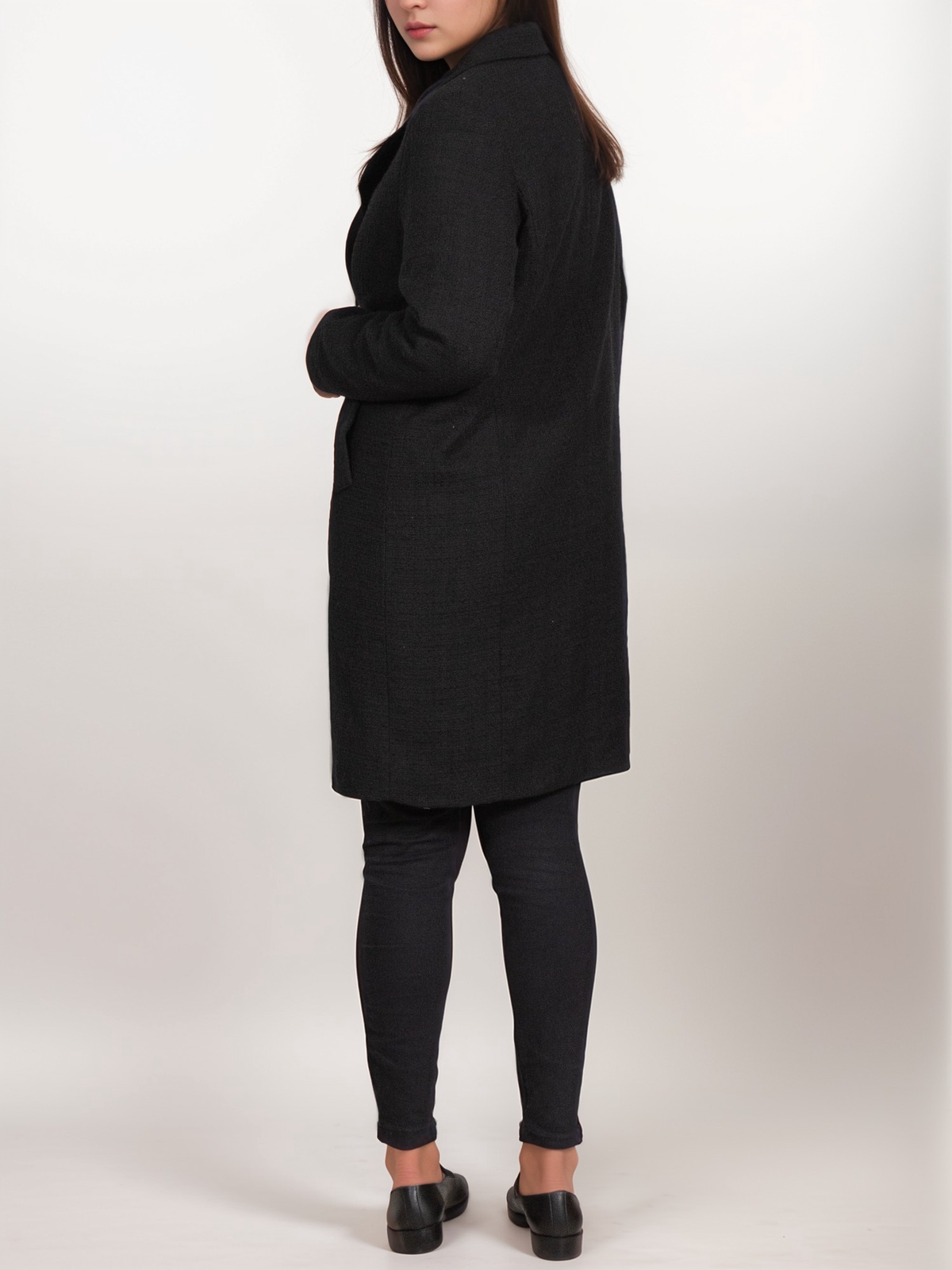 Structured Vegan Wool Coat, on model