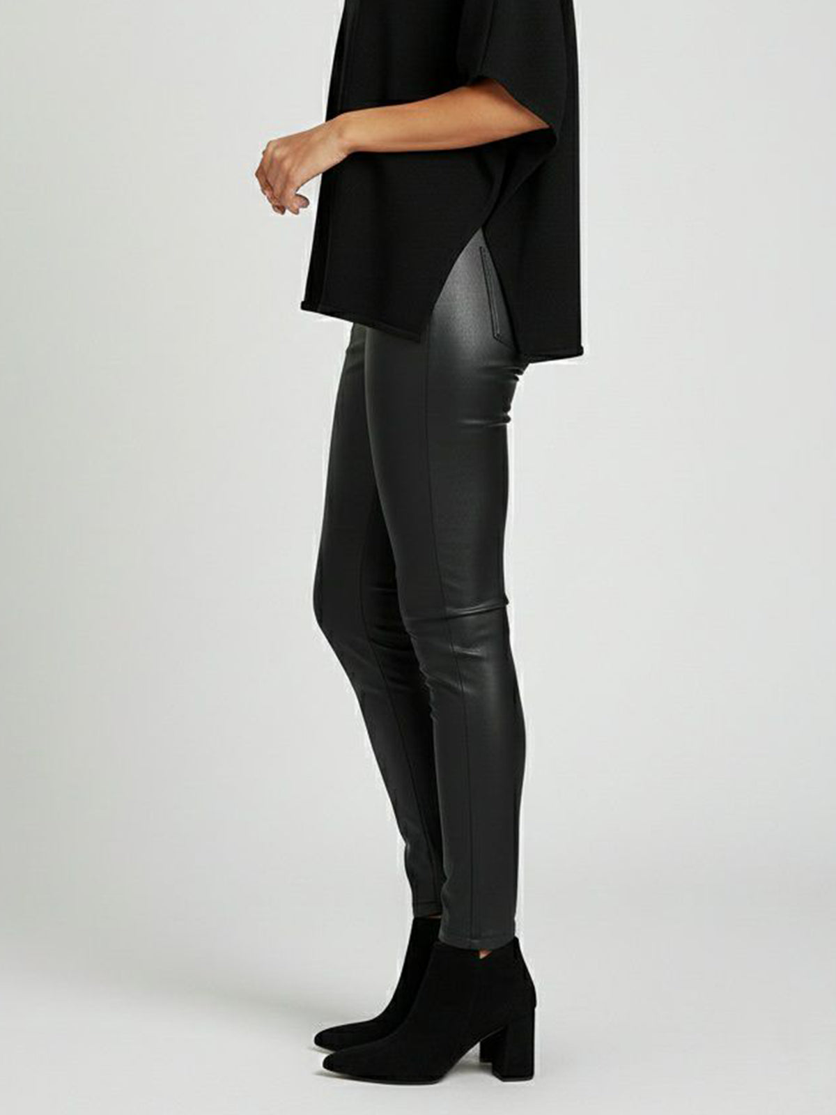 Point Toe Boots in Black Vegan Suede, toe detail