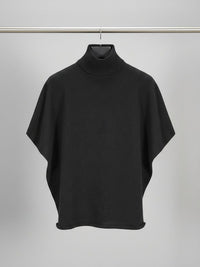 Recycled Knit Poncho in Black Knit