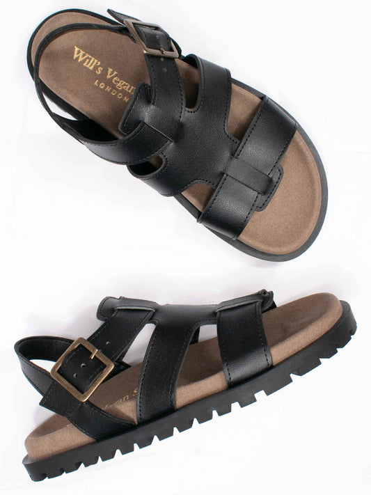 Gladiator Footbed Sandals in Black
