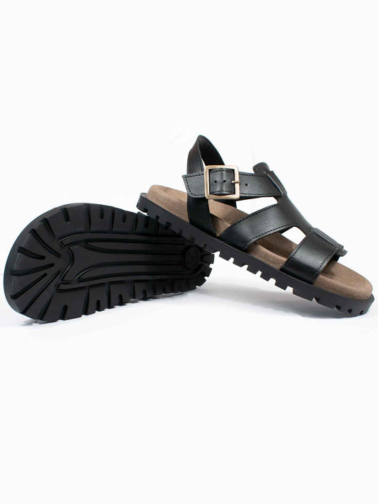 Gladiator Footbed Sandals in Black