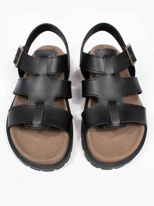 Gladiator Footbed Sandals in Black
