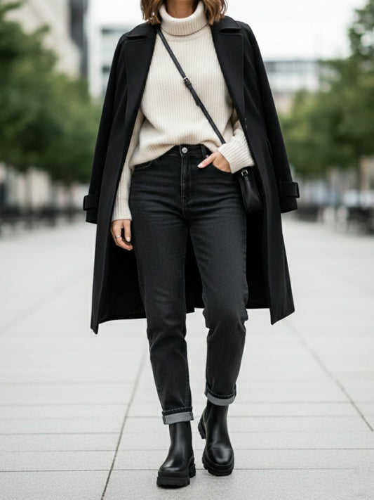 Luxe Track Sole Chelsea Boots in Black