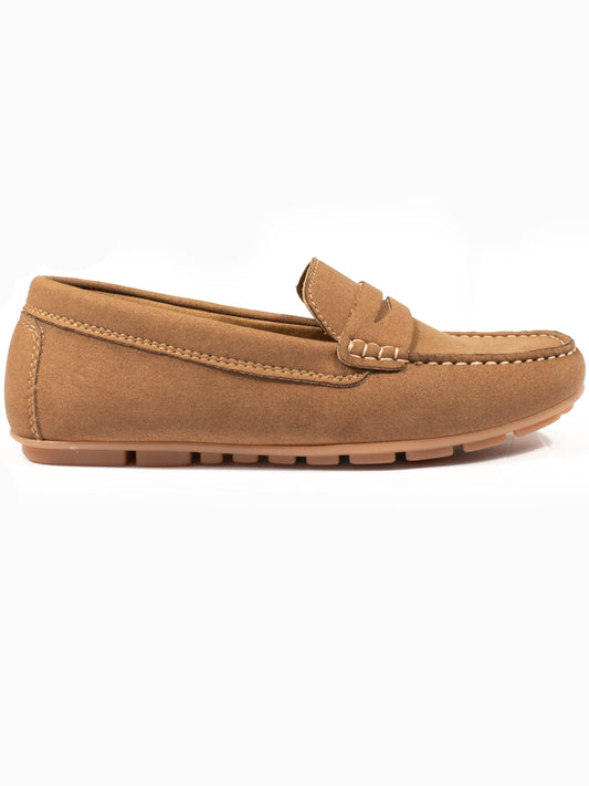 Vegan Suede Penny Loafers in Chestnut Vegan Suede