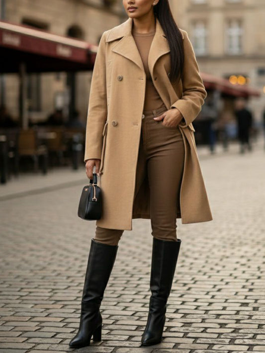 Vegan Wool Oversize Coat in Tan
