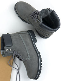 Insulated Dock Boots in Grey Vegan Suede