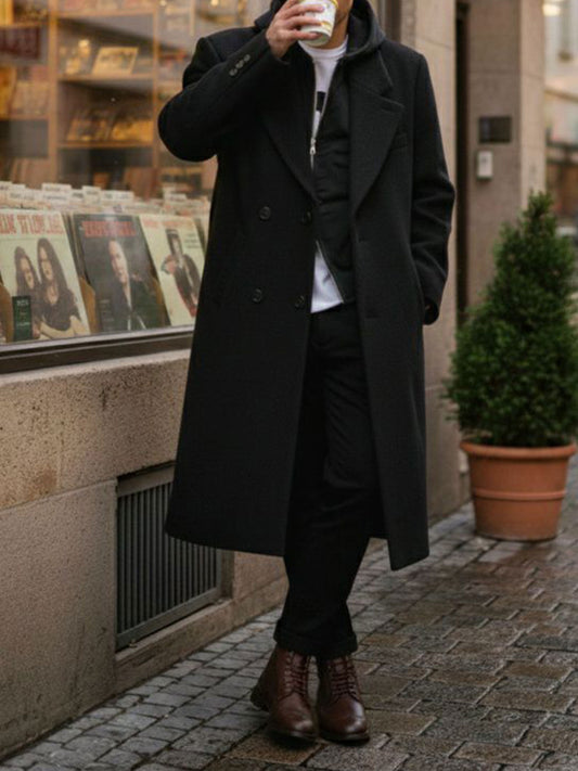 Structured Vegan Wool Coat in Black