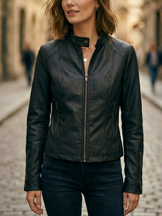 Racer Jacket in Black Vegan Leather
