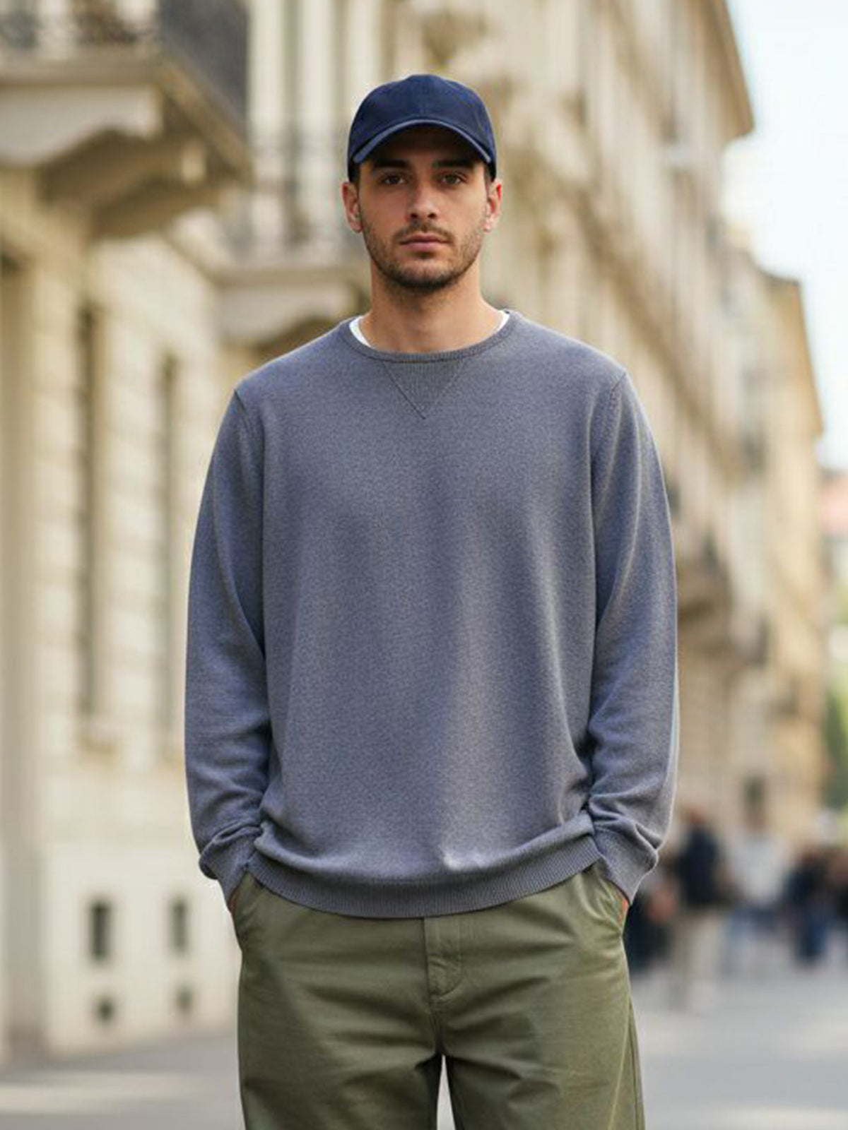 Recycled Knit Sweater in Grey Knit