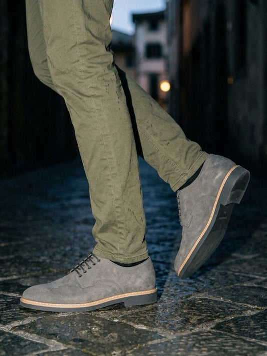 Signature Derbys in Grey Vegan Suede