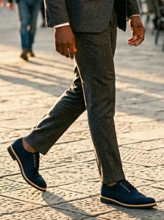 Signature Derbys in Grey Vegan Suede