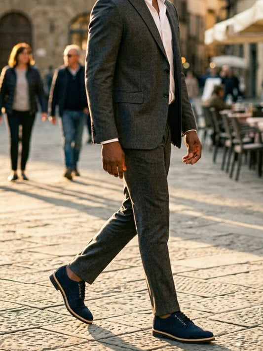 Signature Derbys in Grey Vegan Suede