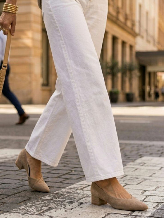 Point Flats in Pink Vegan Suede