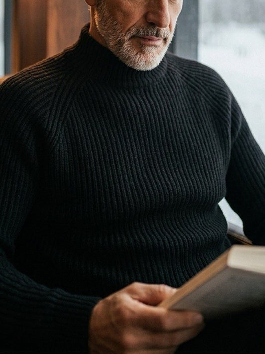 Recycled Slouch Turtleneck in Black Knit