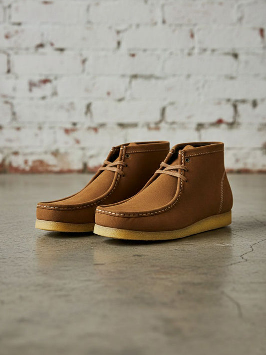 Moccasin Boots in Brown Vegan Suede