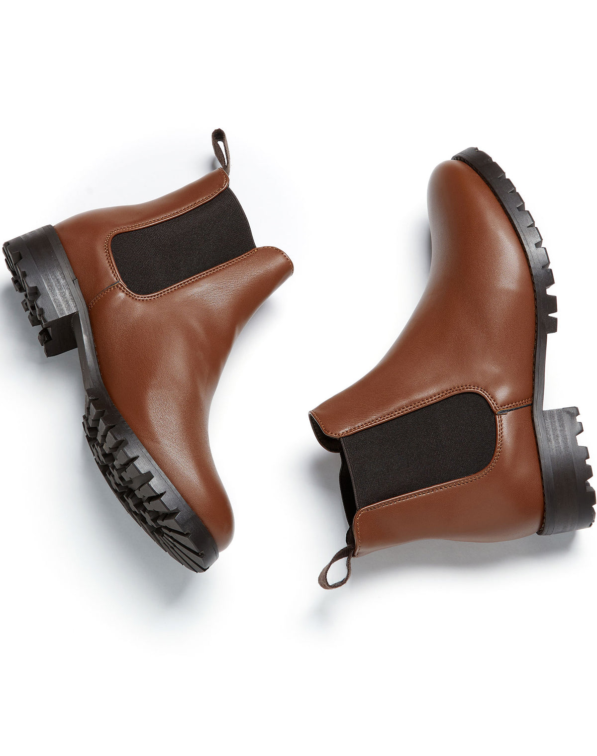 Luxe Deep Tread Chelsea Boots in Chestnut