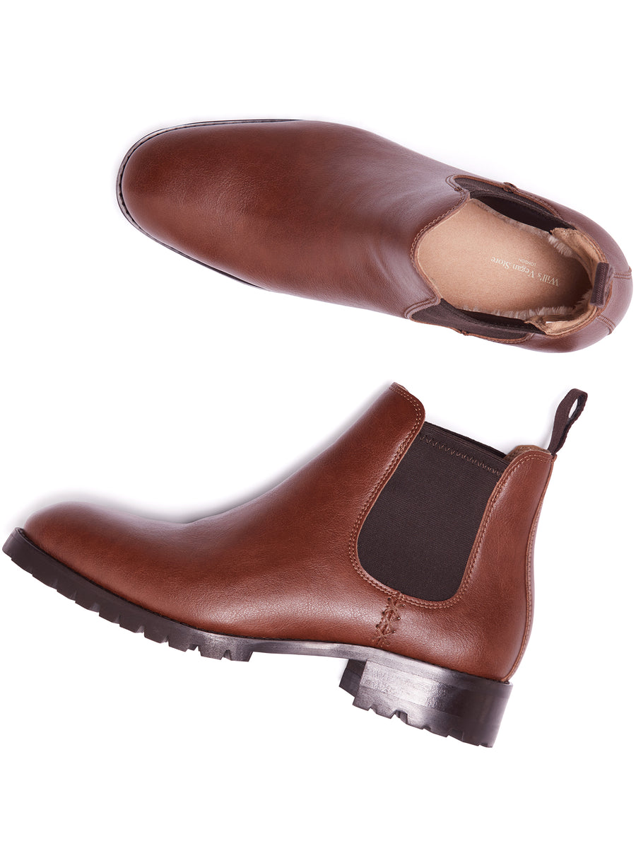 Insulated Waterproof Chelsea Boots in Chestnut