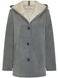Recycled Vegan Shearling Coat in Grey Recycled Vegan Shearling