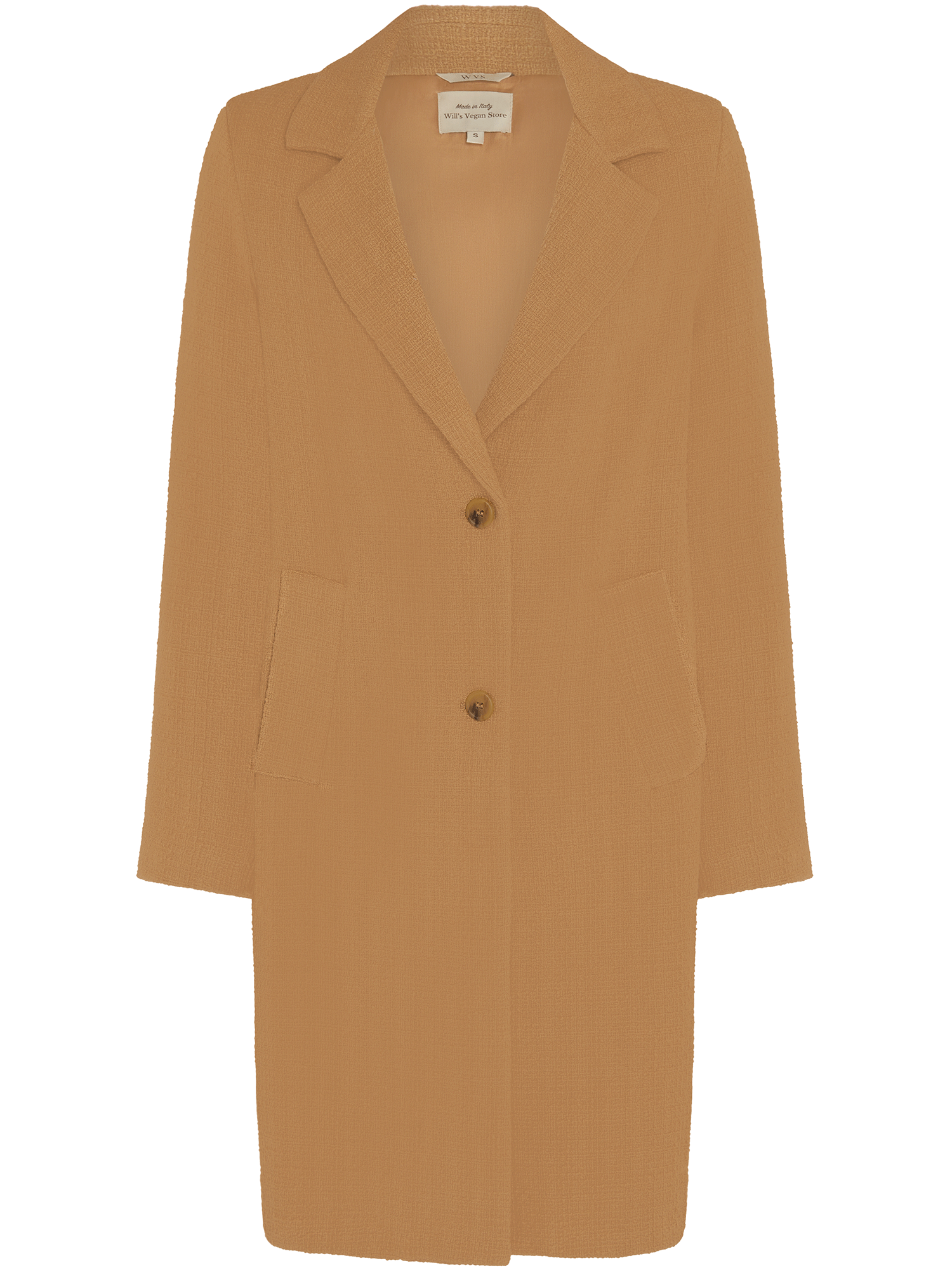 Structured Vegan Wool Coat in Tan