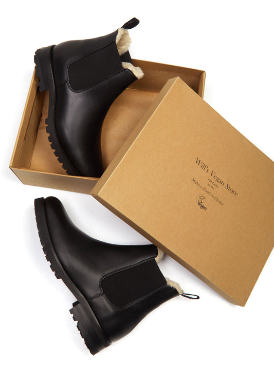 Luxe Insulated Deep Tread Chelsea Boots in Black