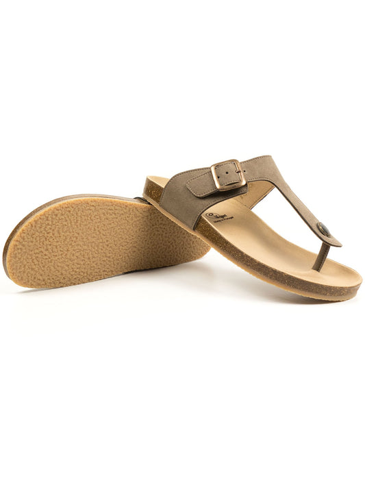 Toe Peg Footbed Sandals in Taupe Vegan Suede, toe detail