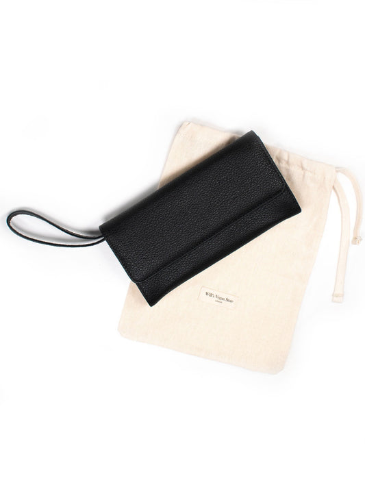 Continental Wallet in Pebble Grain Black Vegan Leather