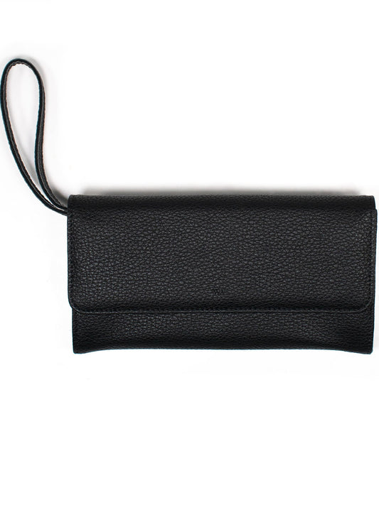 Continental Wallet in Pebble Grain Black Vegan Leather