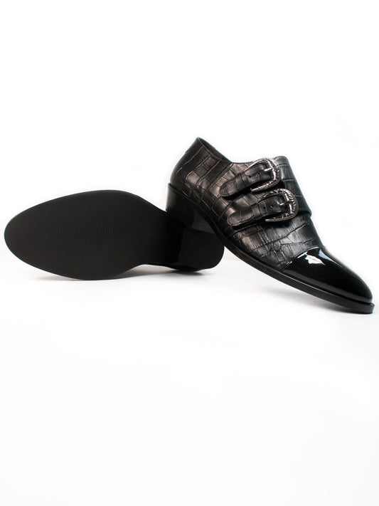 Mock Croc Monk Straps in Mock Croc Vegan Leather