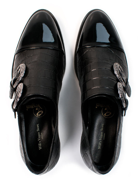 Mock Croc Monk Straps in Mock Croc Vegan Leather