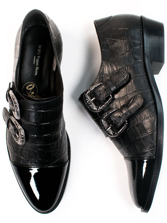 Mock Croc Monk Straps in Mock Croc Vegan Leather