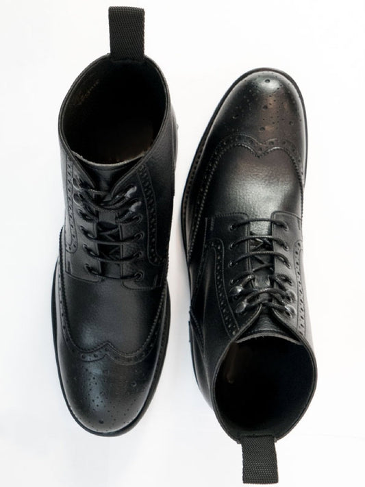 Goodyear Welt Brogue Boots in Black