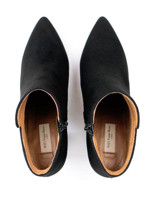 Point Toe Boots in Black Vegan Suede, toe detail