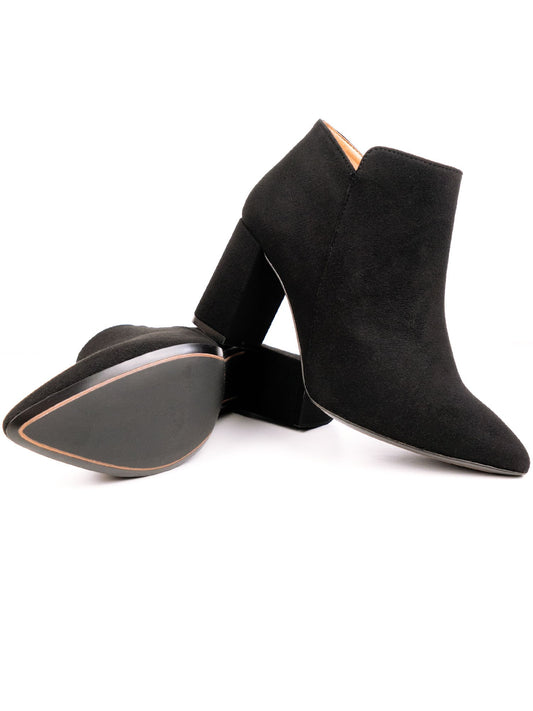Point Toe Boots in Black Vegan Suede, toe detail