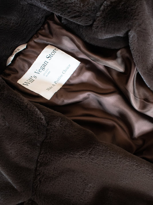 Recycled Vegan Fur Coat in Chocolate